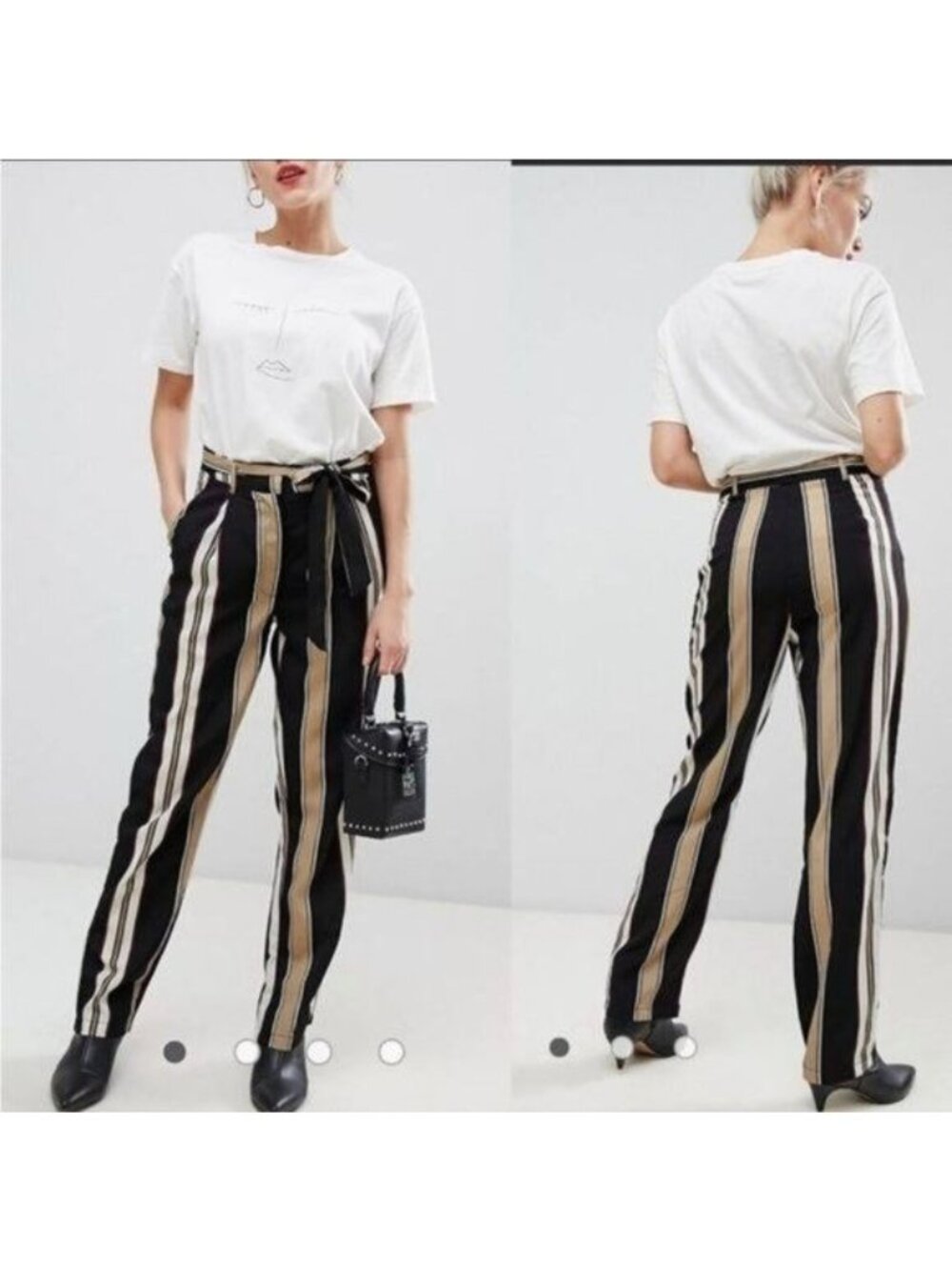 Parisian Straight Leg Belted Pants High Waist Size 10